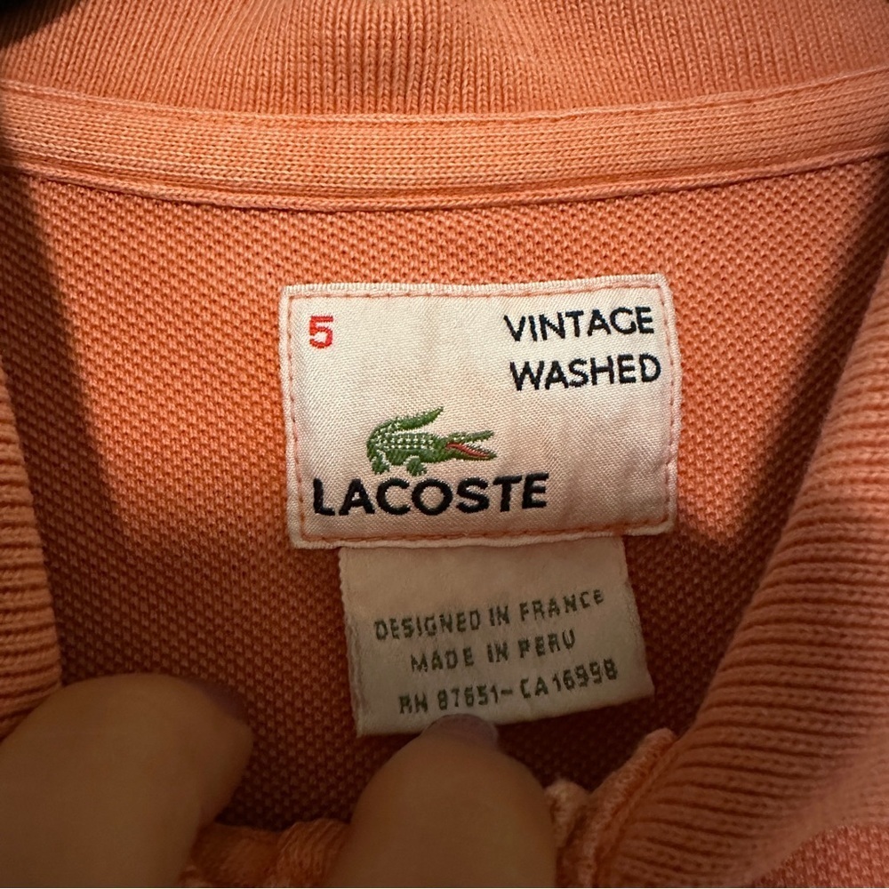 Lacoste Short Sleeve Polo Shirt Mens Size 5 Orange 100% Cotton Casual - Picture 2 of 8